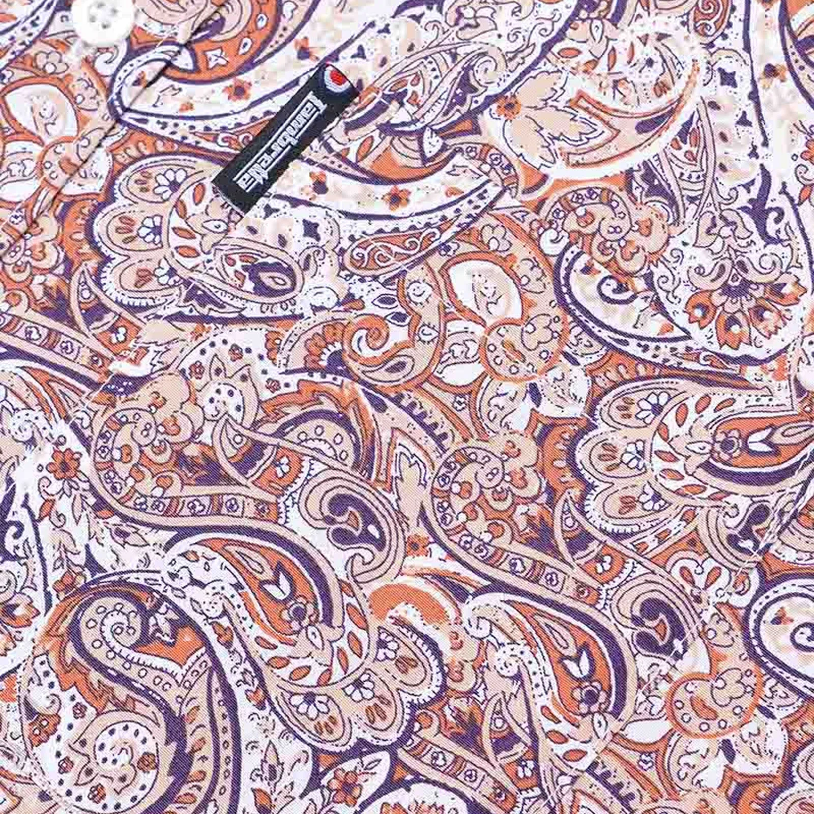Lambretta Mens Paisley Mod Short Sleeve Button Down Shirt - Rust/White