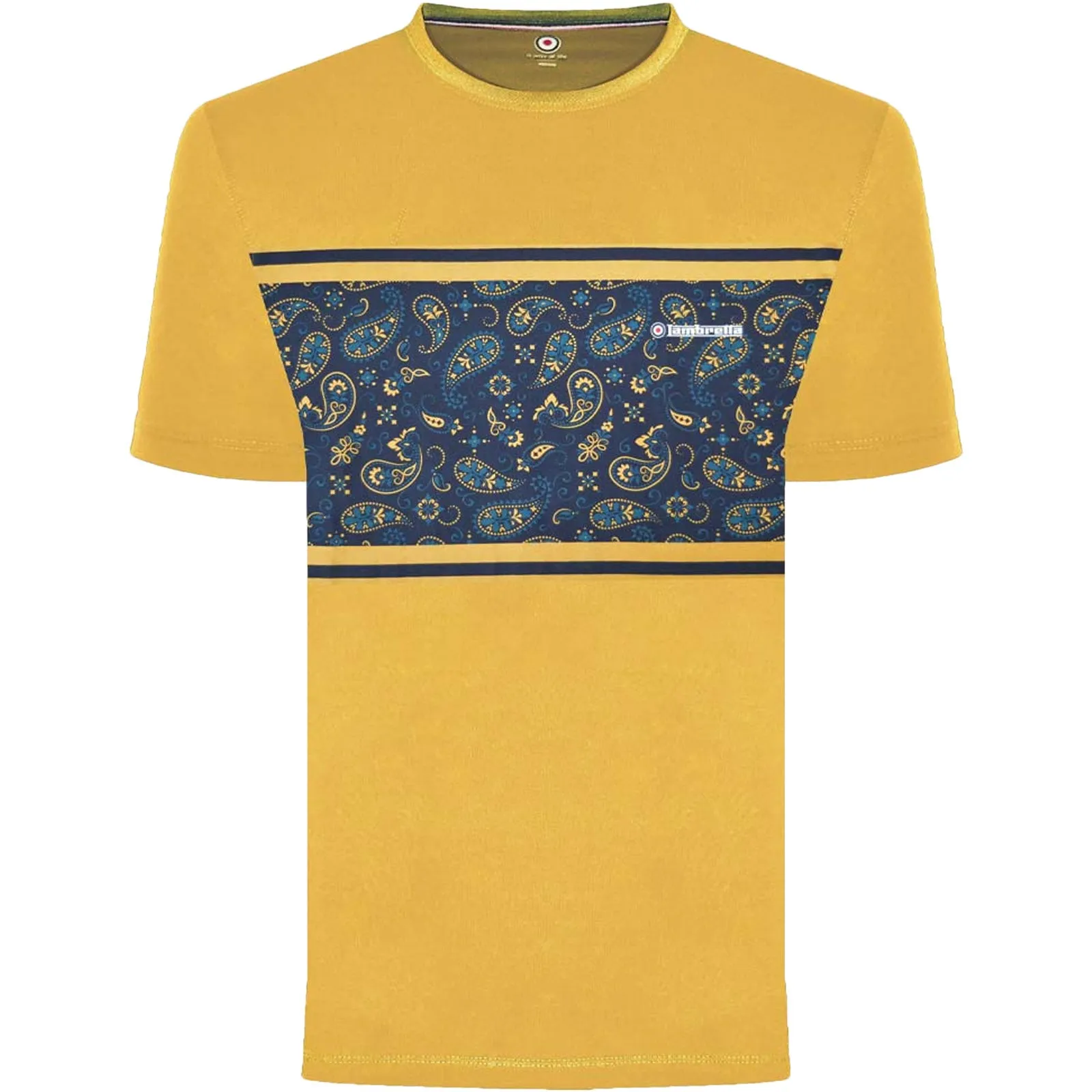Lambretta Mens Paisley Panel Retro T-Shirt