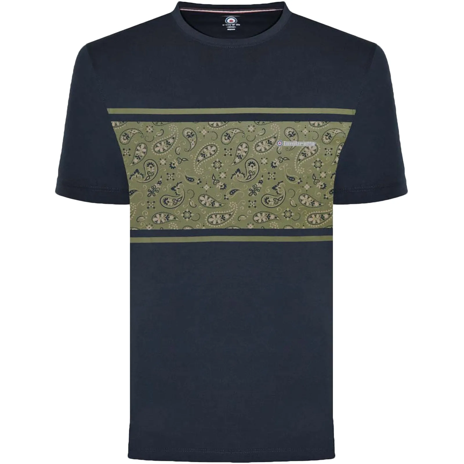 Lambretta Mens Paisley Panel Retro T-Shirt