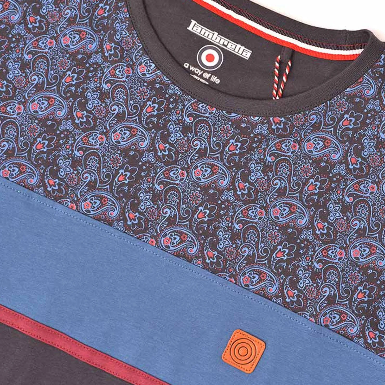 Lambretta Mens Paisley Panel T-Shirt
