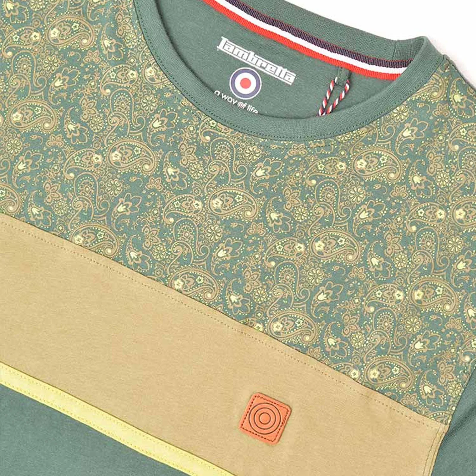 Lambretta Mens Paisley Panel T-Shirt