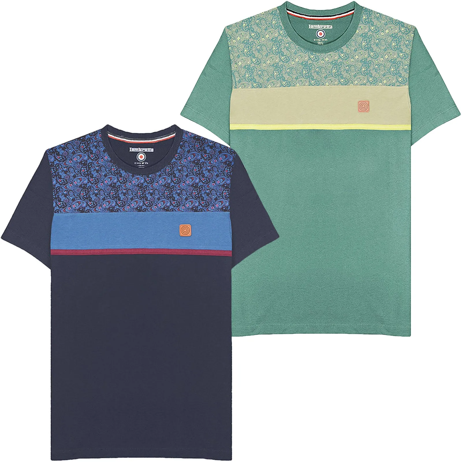 Lambretta Mens Paisley Panel T-Shirt
