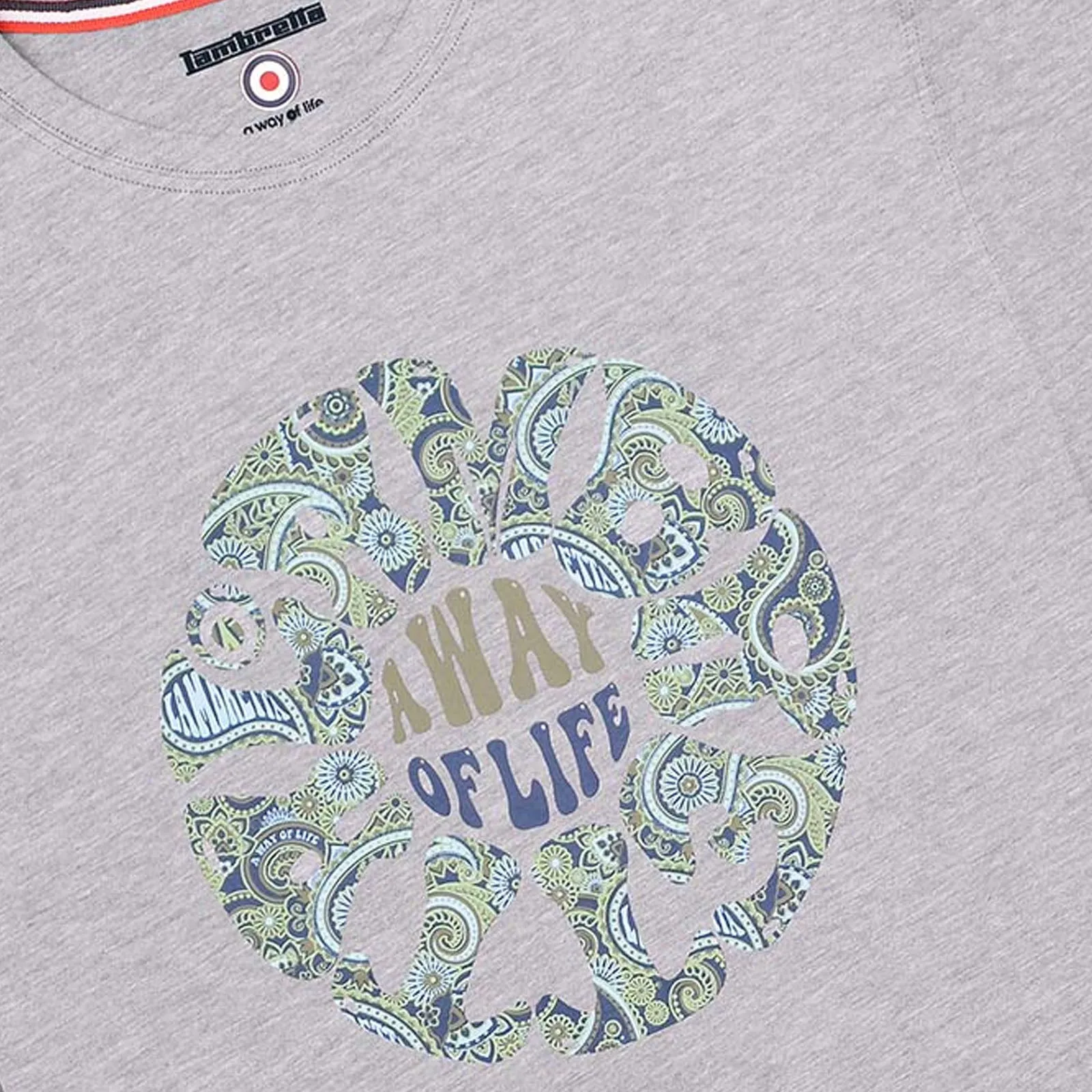 Lambretta Mens Paisley Roundel Short Sleeve Crew Neck T-Shirt