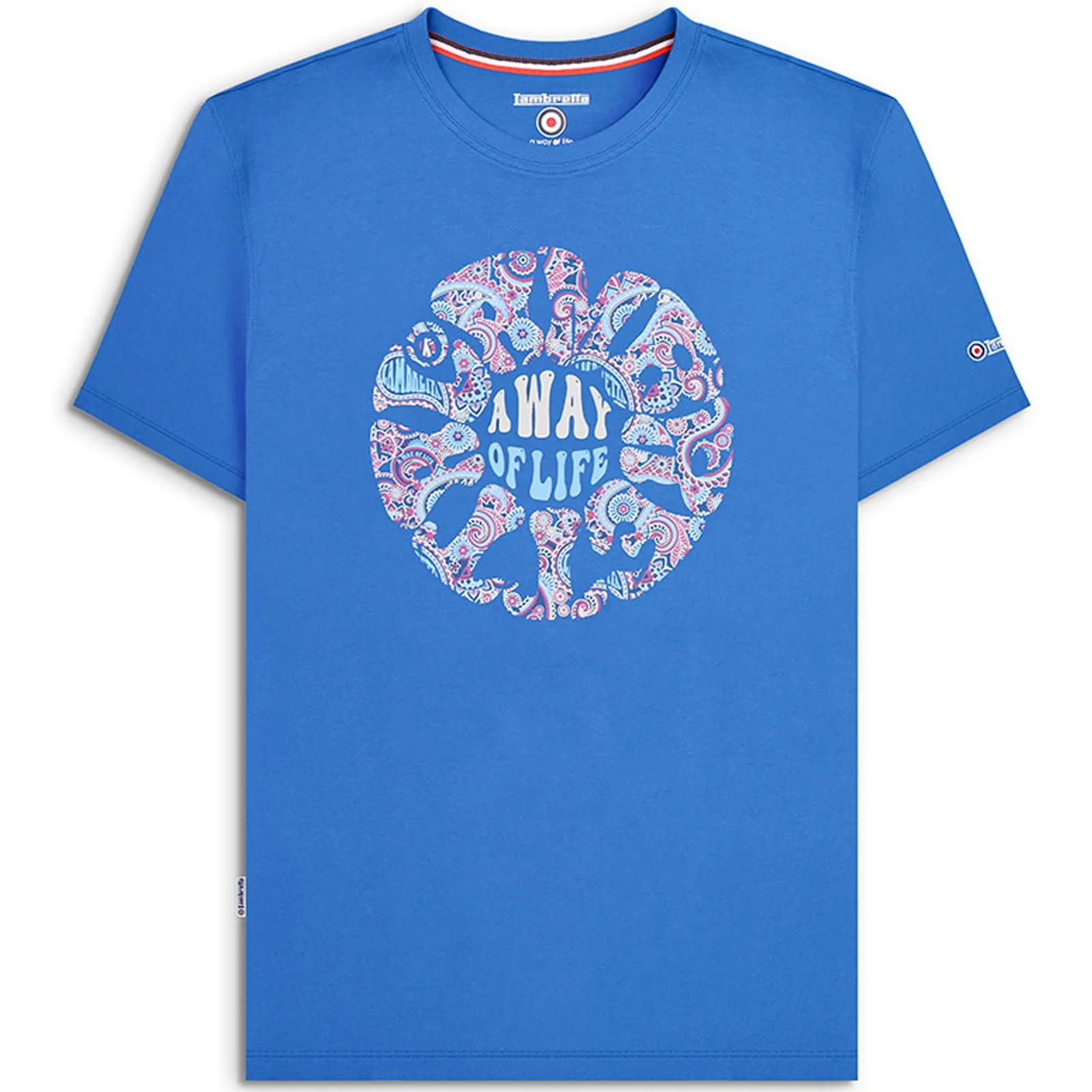 Lambretta Mens Paisley Roundel Short Sleeve Crew Neck T-Shirt