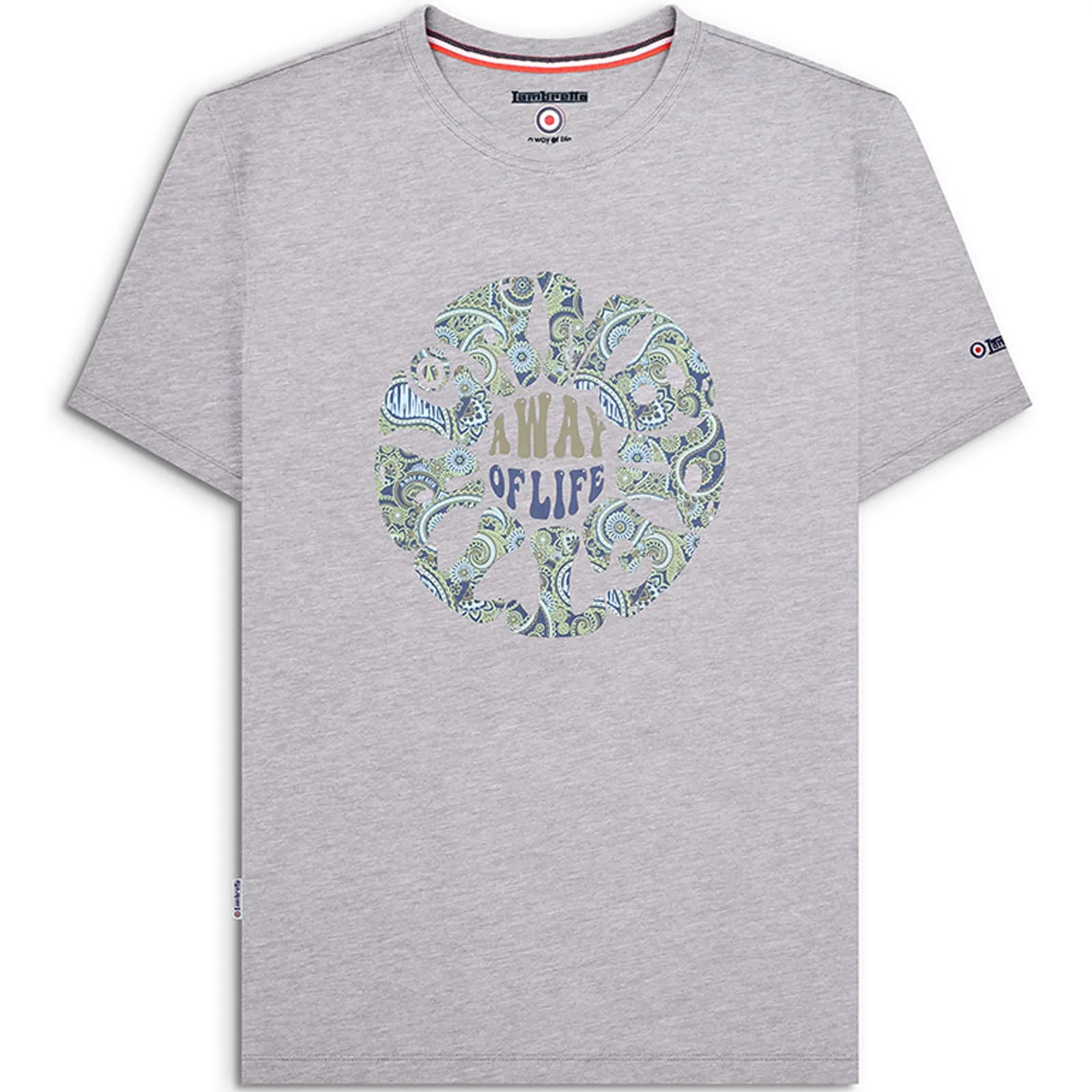 Lambretta Mens Paisley Roundel Short Sleeve Crew Neck T-Shirt
