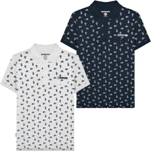 Lambretta Mens Paisley Short Sleeve Cotton Polo Shirt