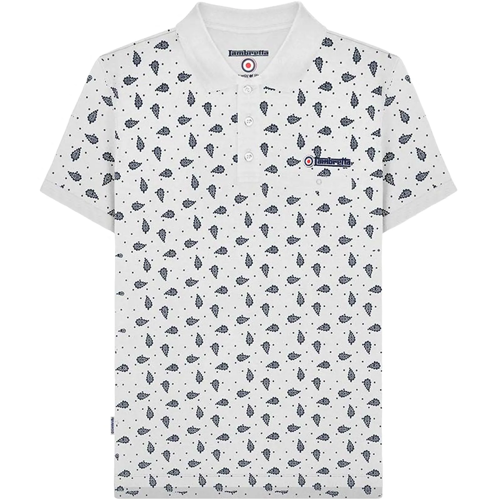 Lambretta Mens Paisley Short Sleeve Cotton Polo Shirt
