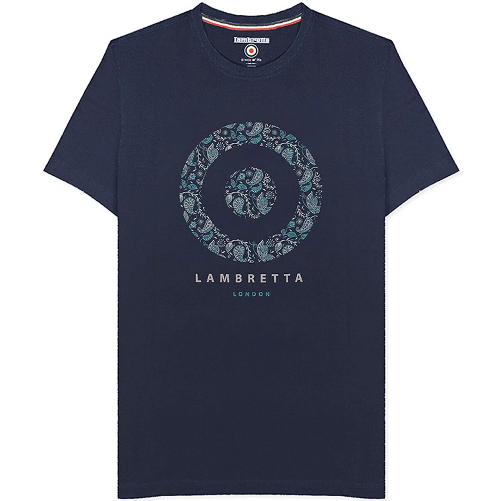 Lambretta Mens Paisley Target Cotton Short Sleeve T-Shirt