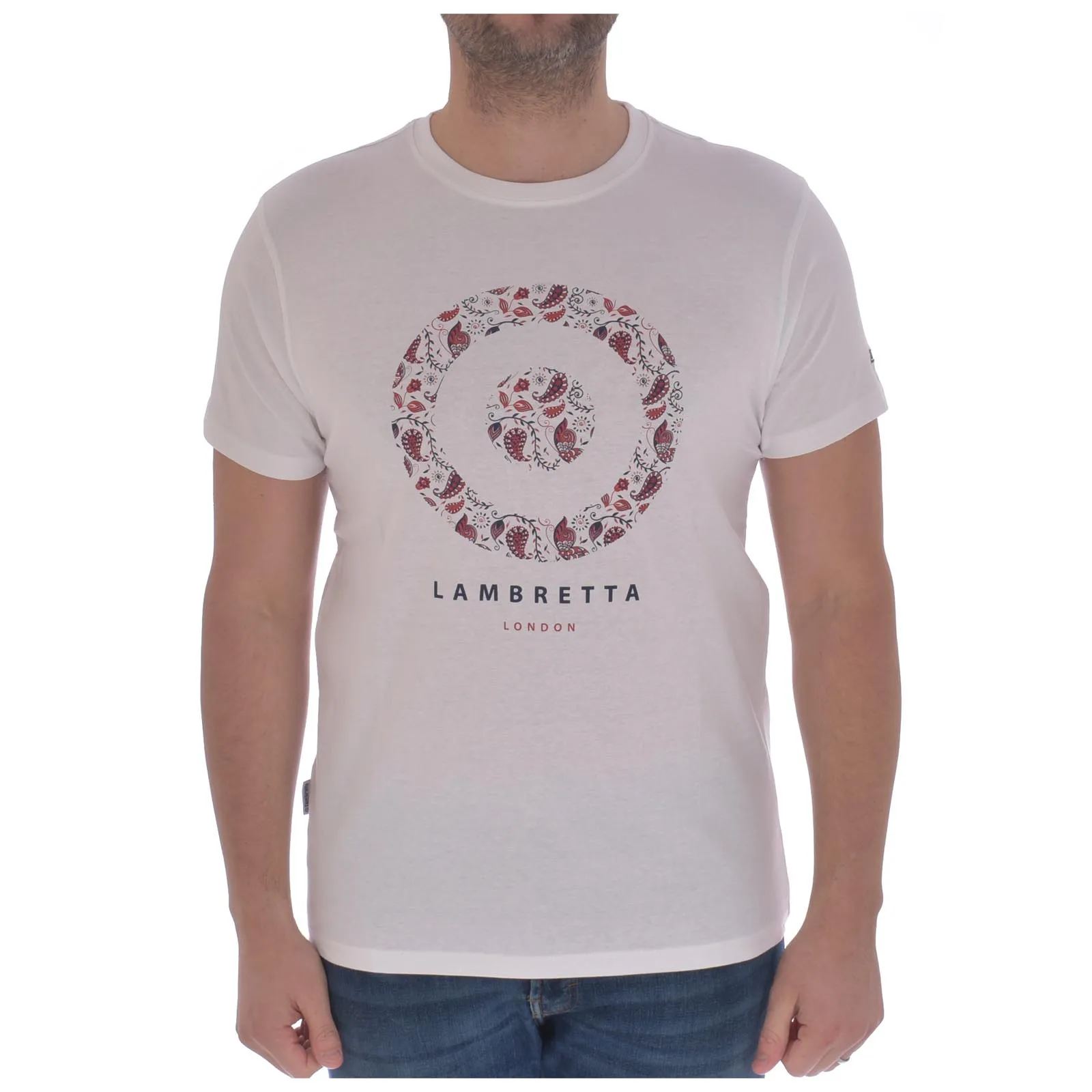 Lambretta Mens Paisley Target Cotton Short Sleeve T-Shirt