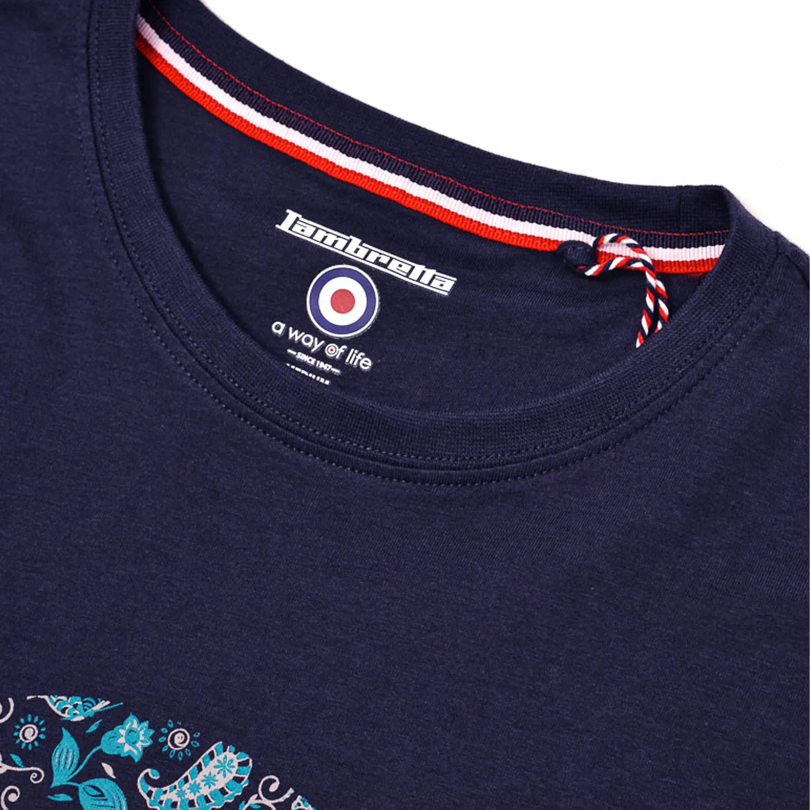 Lambretta Mens Paisley Target Cotton Short Sleeve T-Shirt