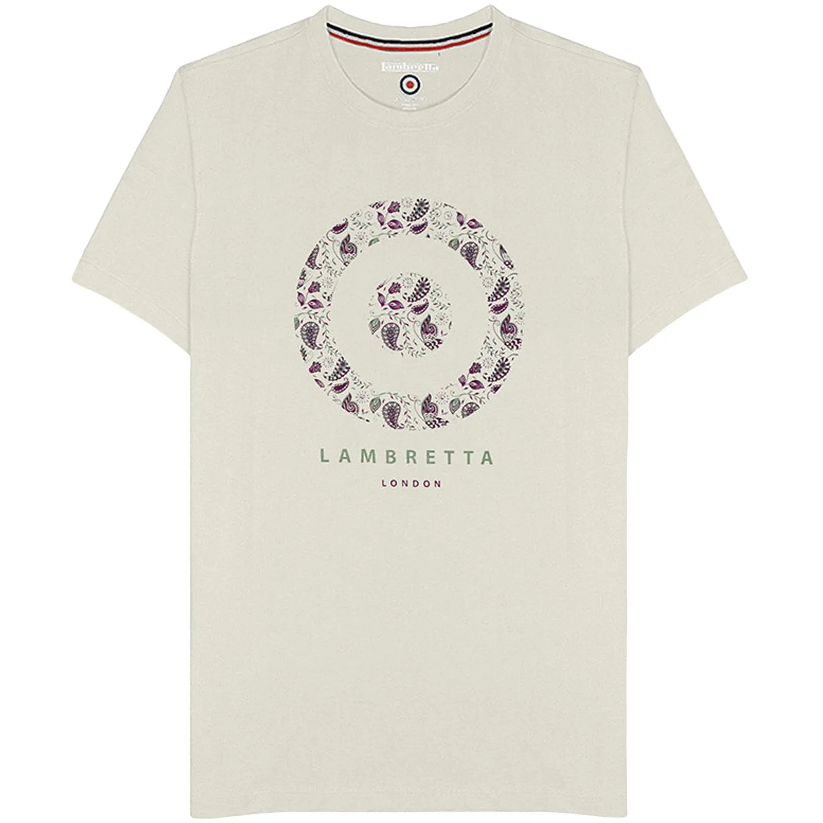 Lambretta Mens Paisley Target Cotton Short Sleeve T-Shirt