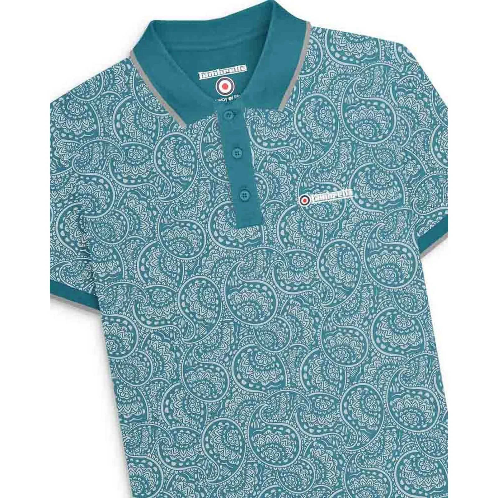 Lambretta Mens Paisley Tonal Polo Shirt