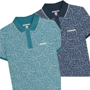 Lambretta Mens Paisley Tonal Polo Shirt