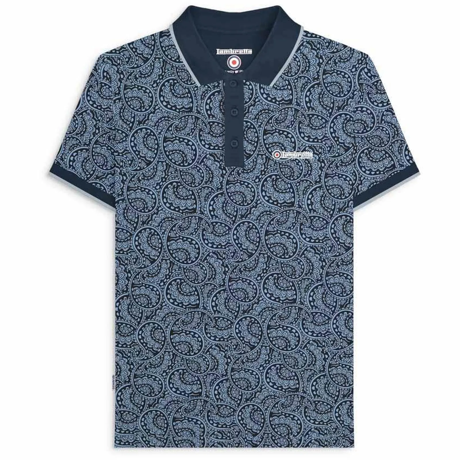 Lambretta Mens Paisley Tonal Polo Shirt