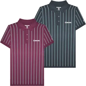 Lambretta Mens Pinstripe Short Sleeve 3 Button Placket Cotton Polo Shirt Top