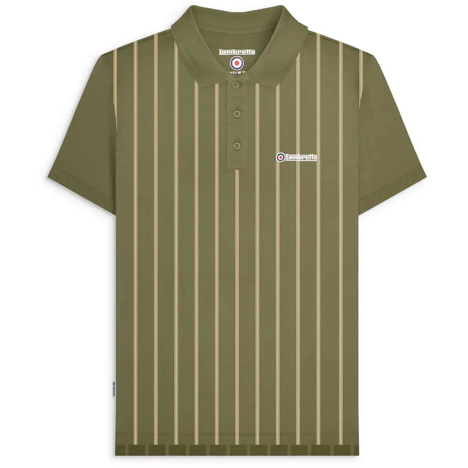 Lambretta Mens Pinstripe Short Sleeve Polo Shirt