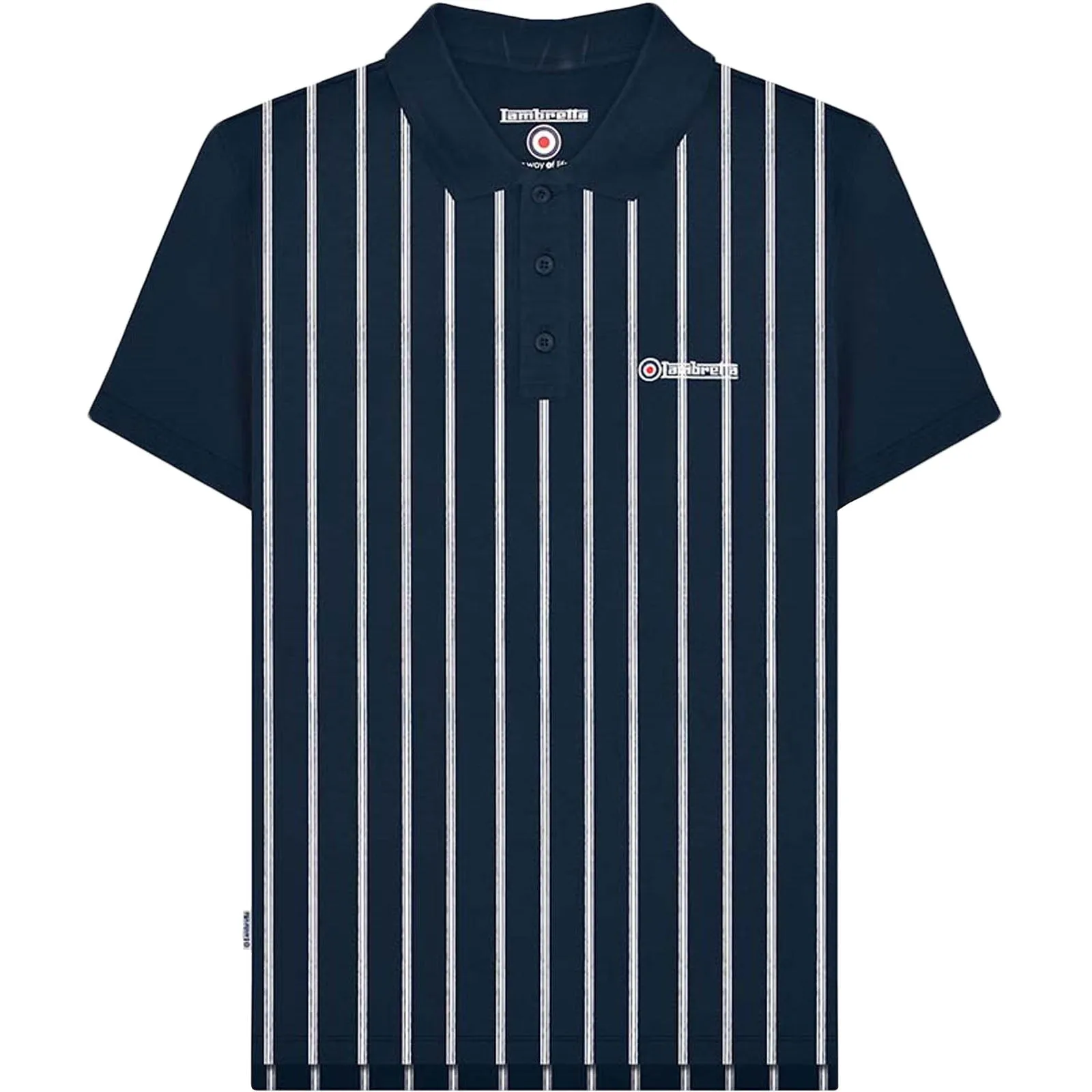 Lambretta Mens Pinstripe Short Sleeve Polo Shirt