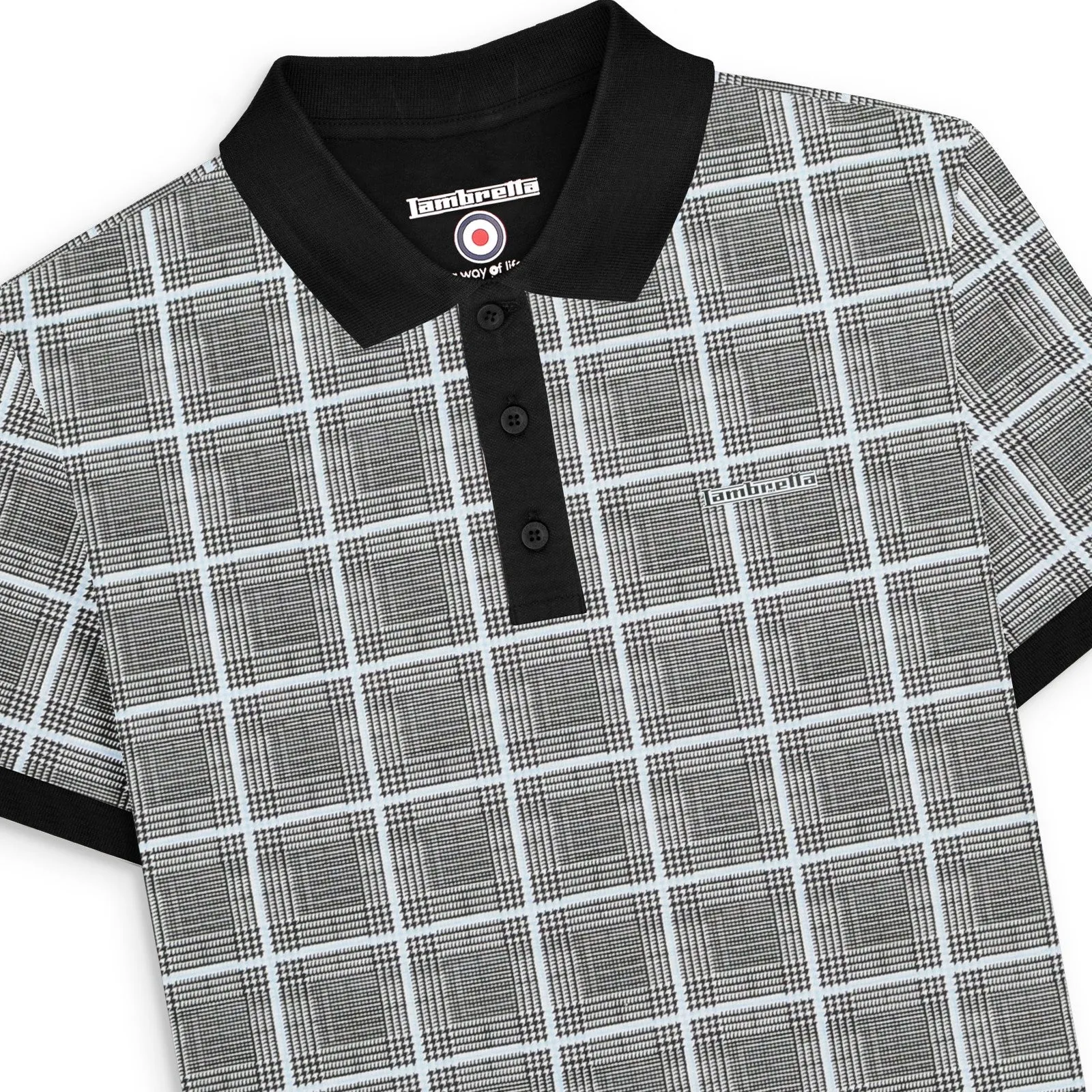 Lambretta Mens Pow Check Polo Short Sleeve Polo Shirt