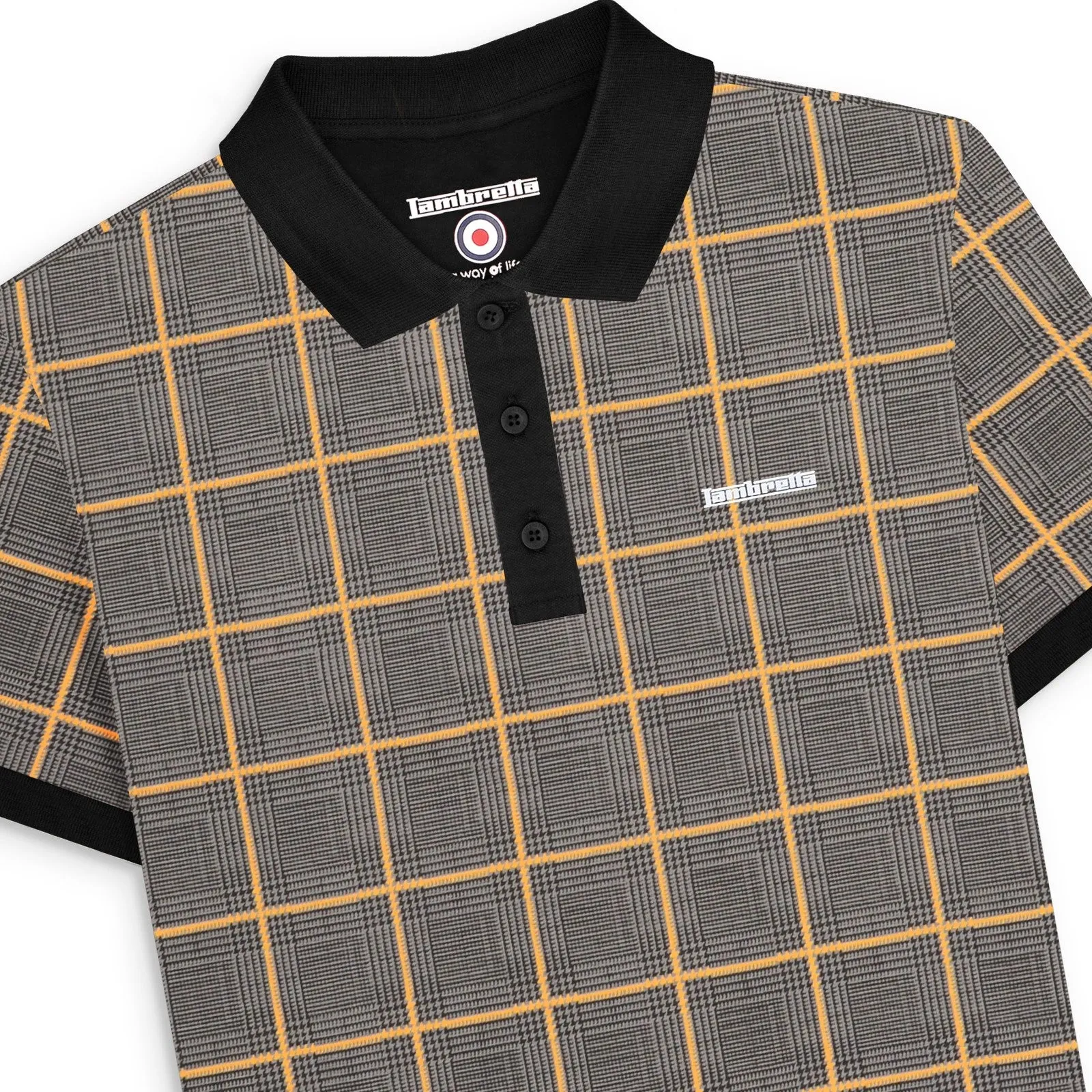 Lambretta Mens Pow Check Polo Short Sleeve Polo Shirt
