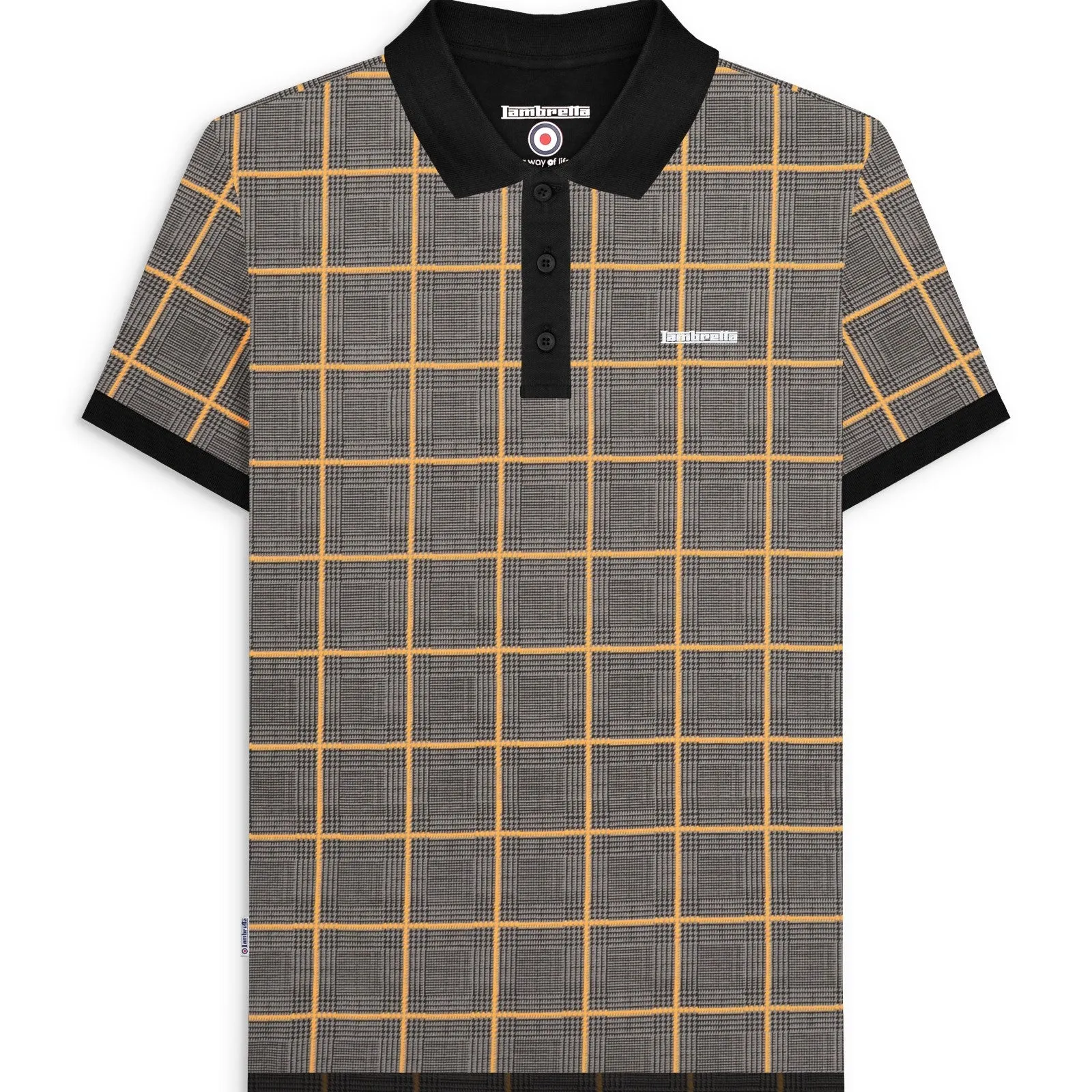 Lambretta Mens Pow Check Polo Short Sleeve Polo Shirt