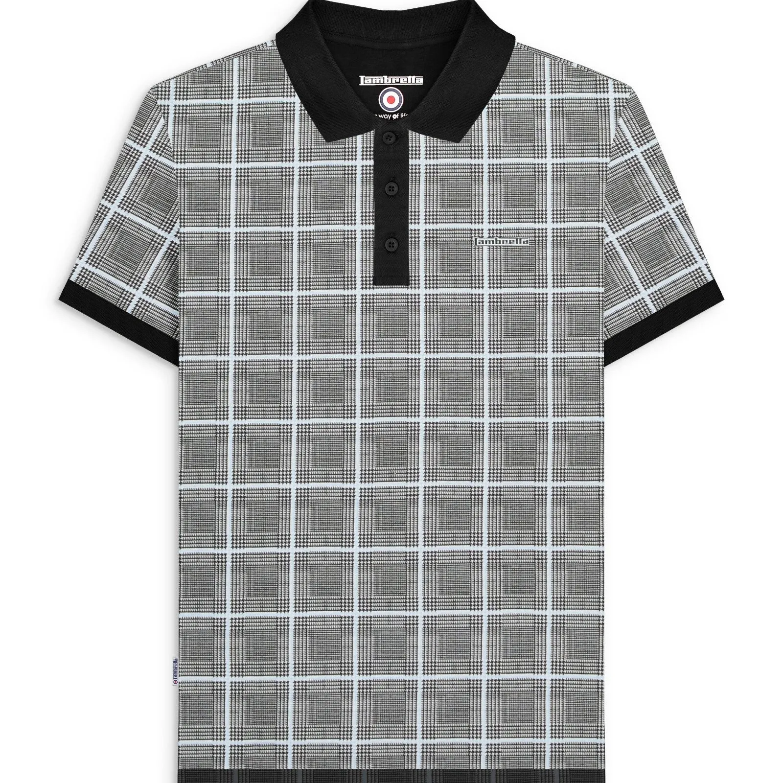 Lambretta Mens Pow Check Polo Short Sleeve Polo Shirt