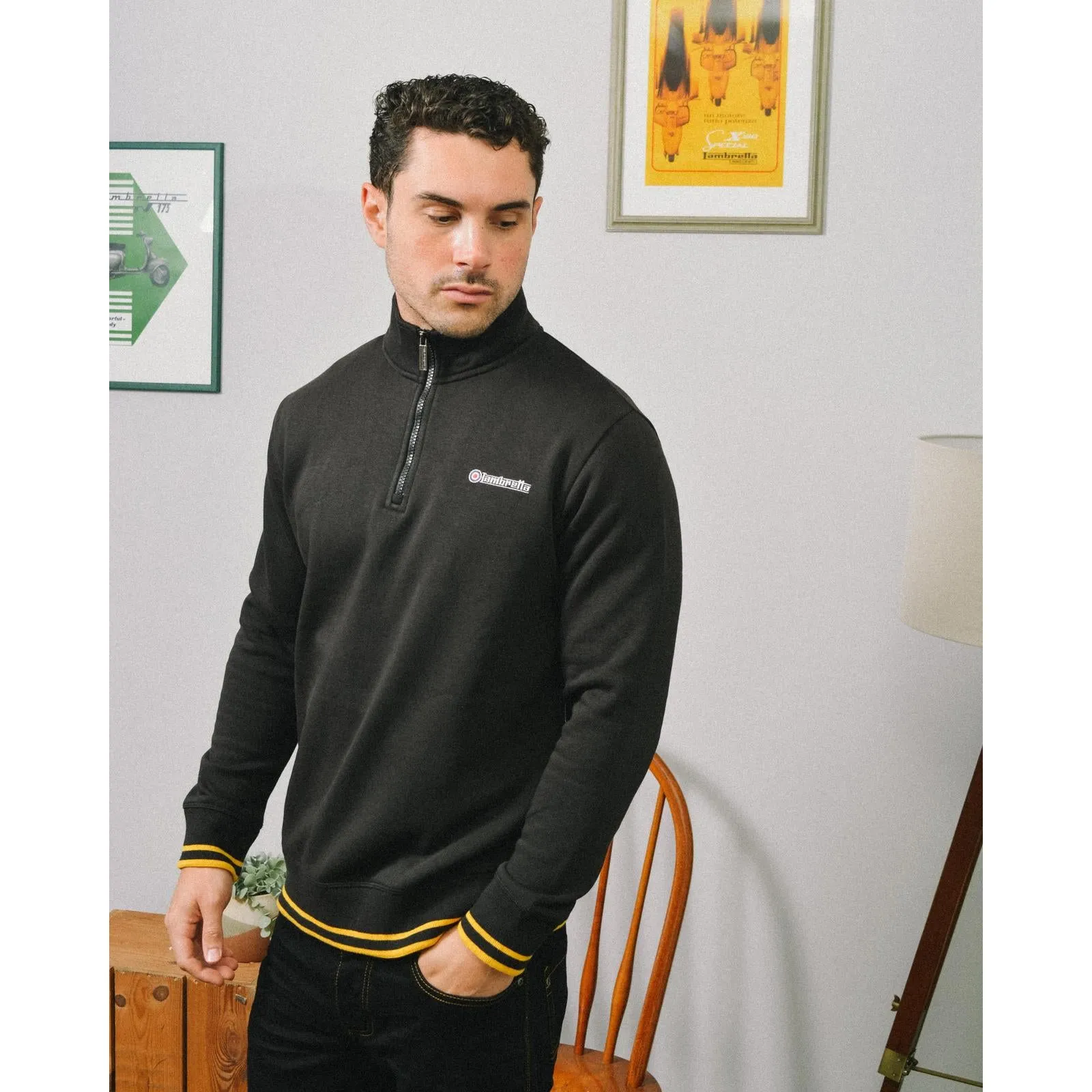 Lambretta Mens Quarter Zip Sweatshirt