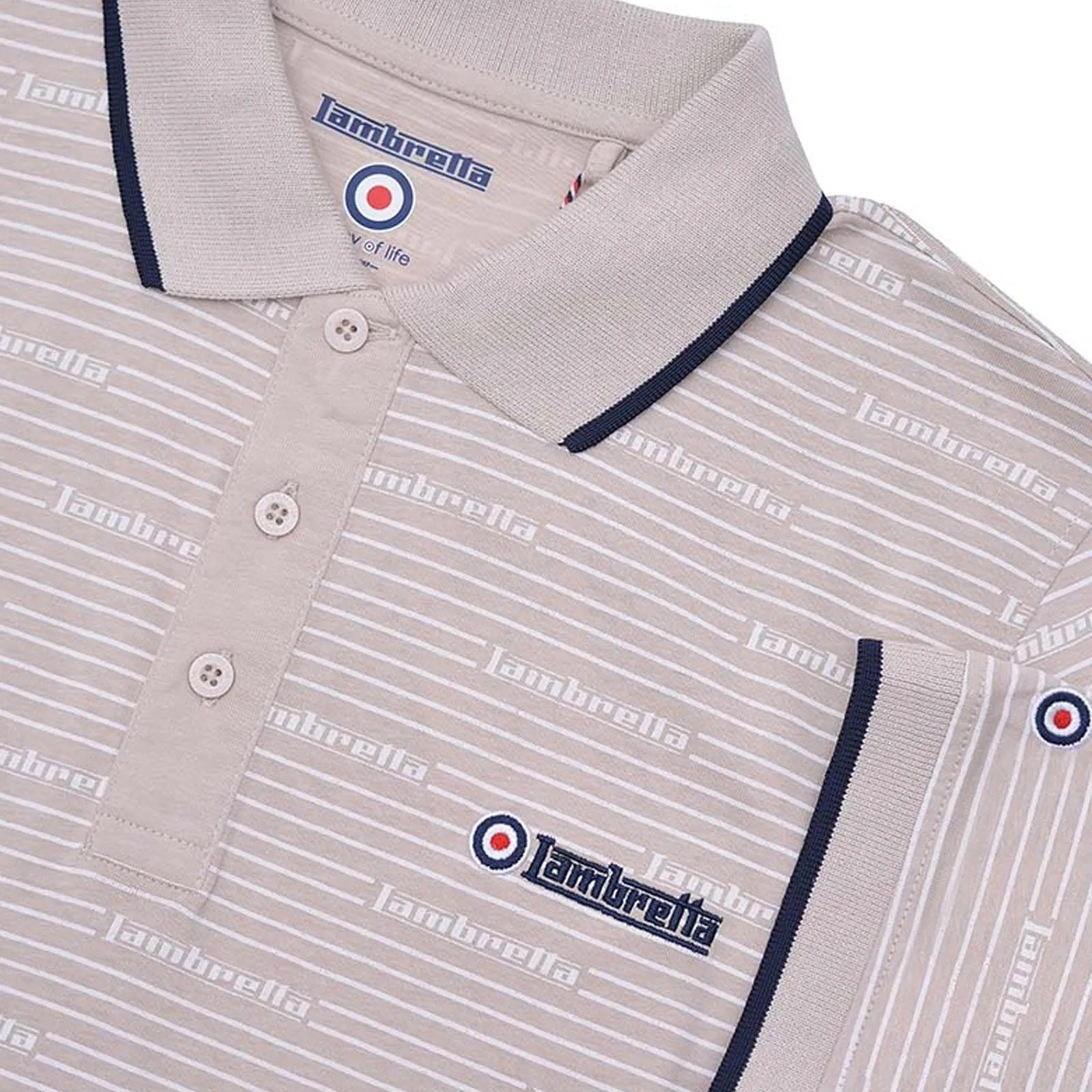 Lambretta Mens Repeat Logo Short Sleeve Polo Shirt