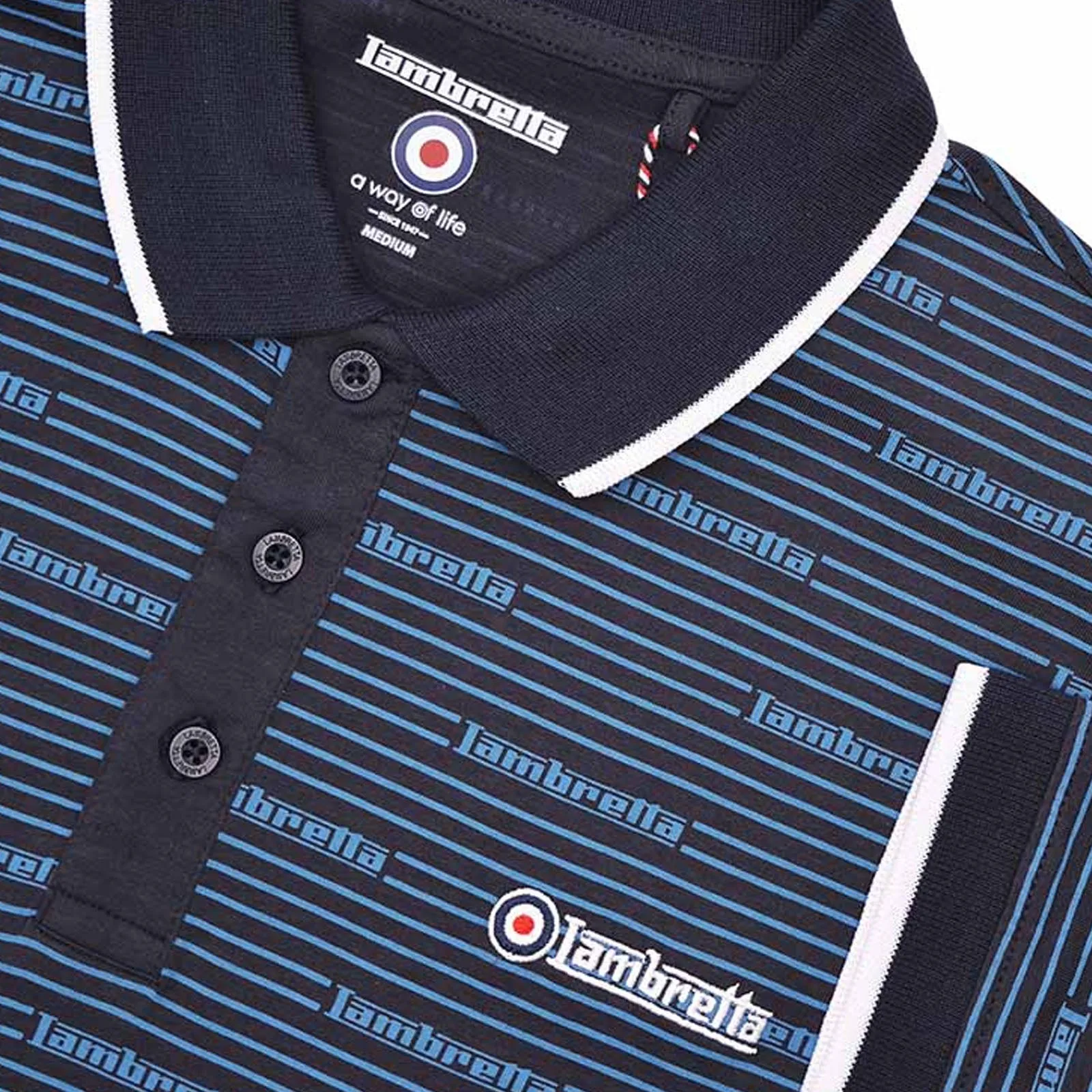 Lambretta Mens Repeat Logo Short Sleeve Polo Shirt