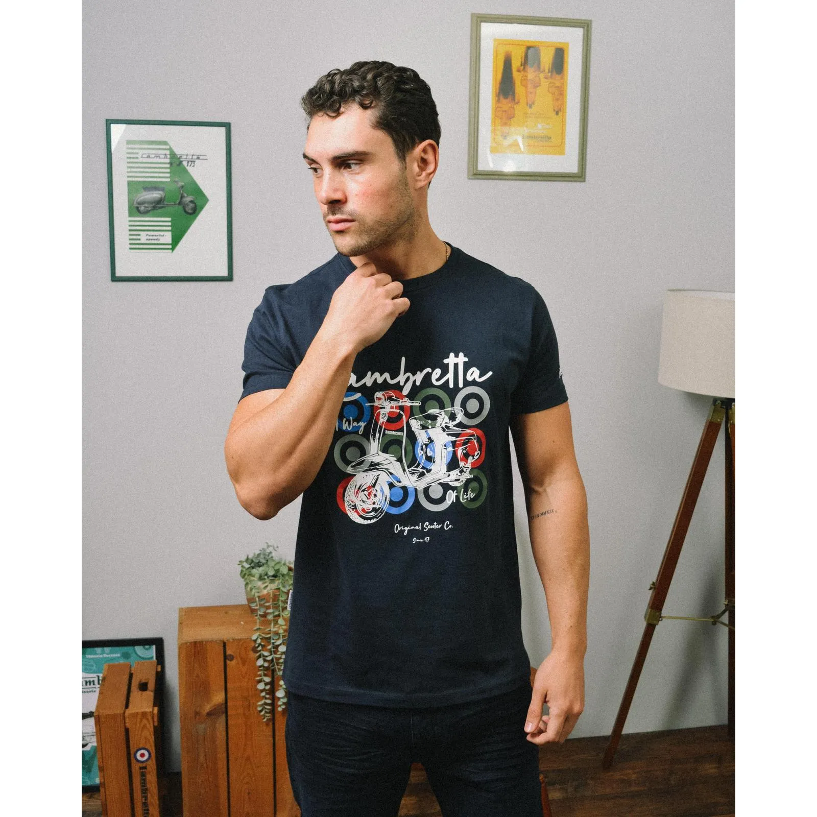 Lambretta Mens Scooter Brand Short Sleeve Cotton T-Shirt