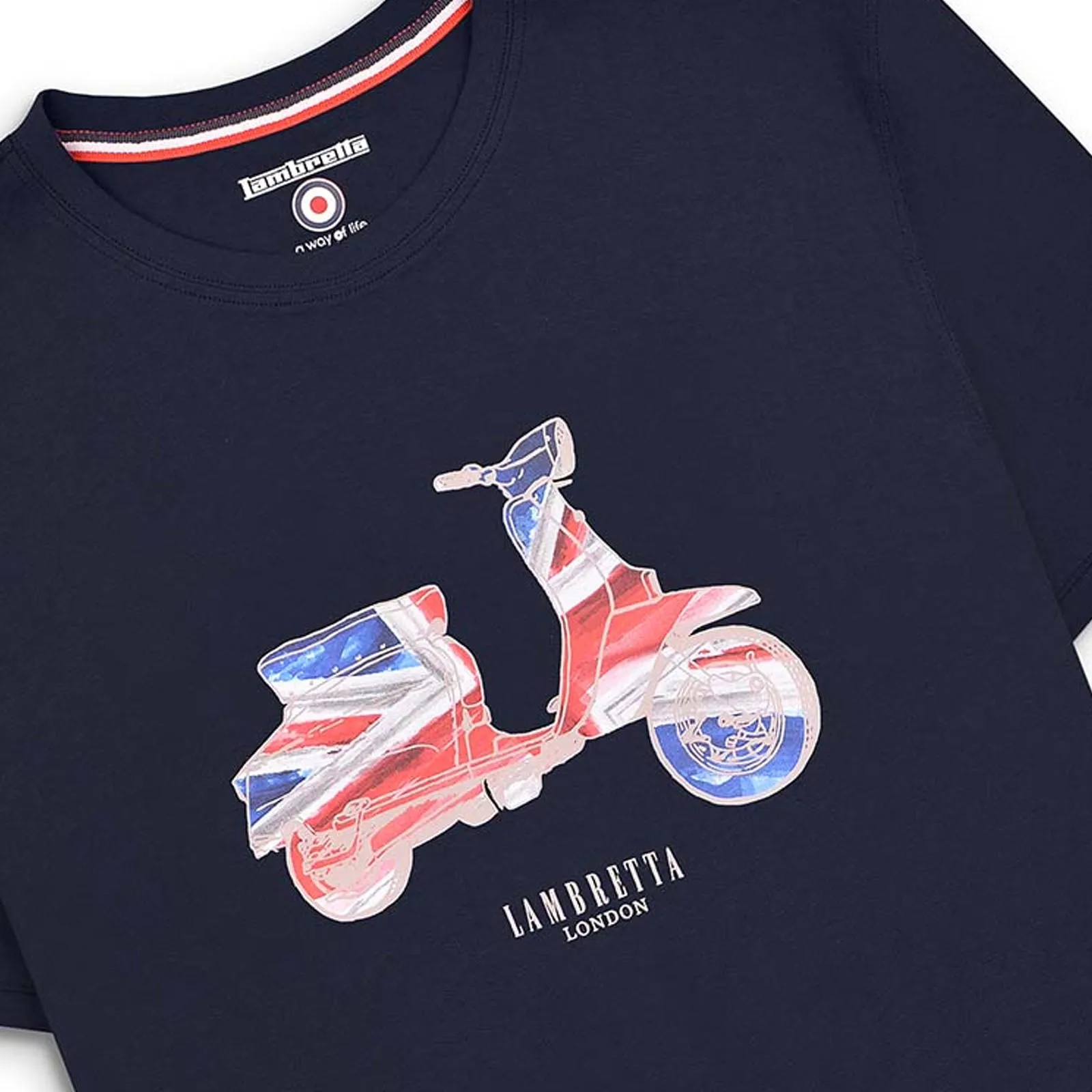 Lambretta Mens Scooter Flag Short Sleeve Crew Neck T-Shirt