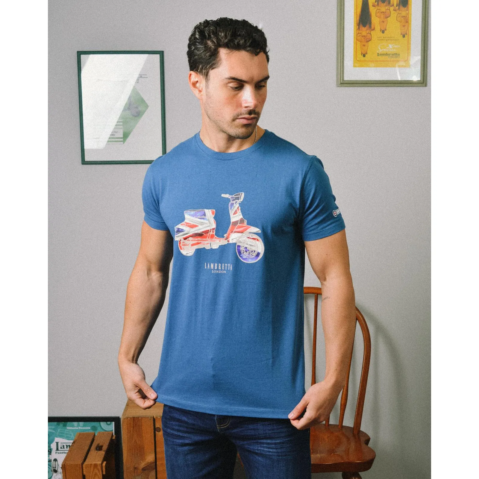 Lambretta Mens Scooter Flag Short Sleeve Crew Neck T-Shirt