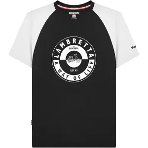 Lambretta Mens Scooter Two Tone Crew Neck T-Shirt - Black/White