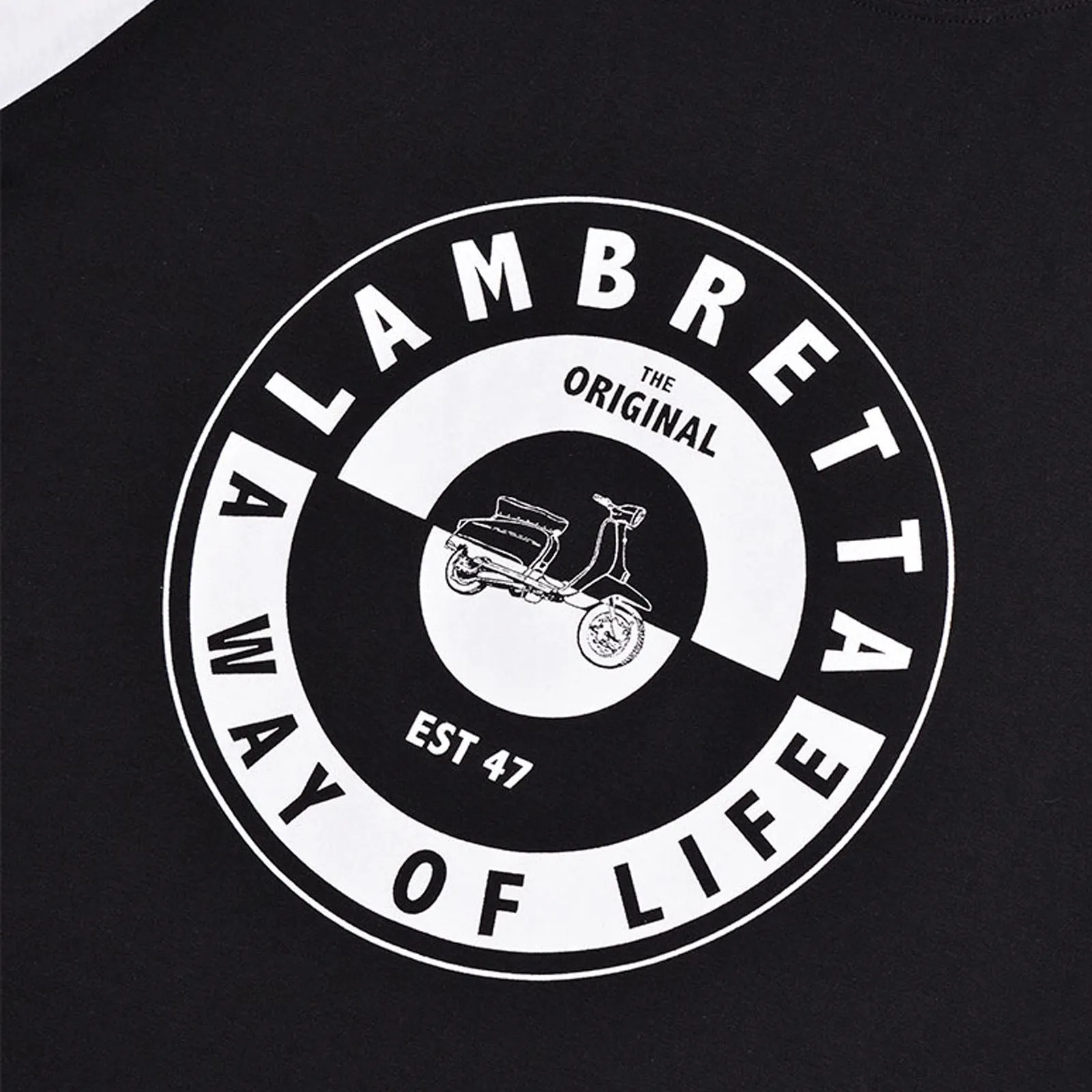 Lambretta Mens Scooter Two Tone Crew Neck T-Shirt - Black/White