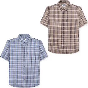 Lambretta Mens Short Sleeve Checked Button Down Shirt