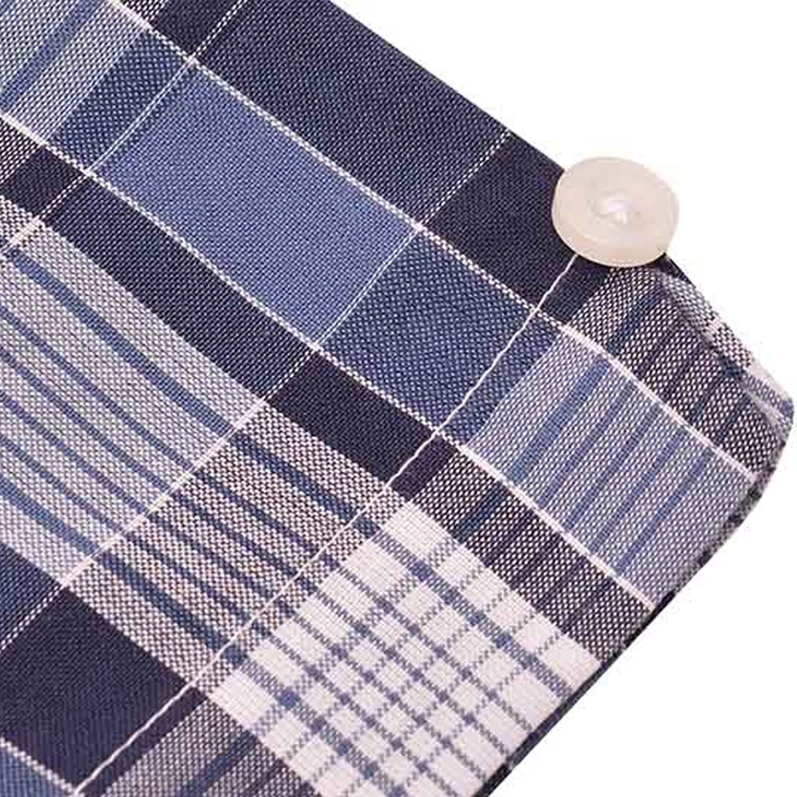 Lambretta Mens Short Sleeve Cotton Check Button Down Collar Shirt - Navy/White