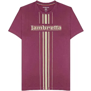 Lambretta Mens Stripe Print Cotton T-Shirt - Grape