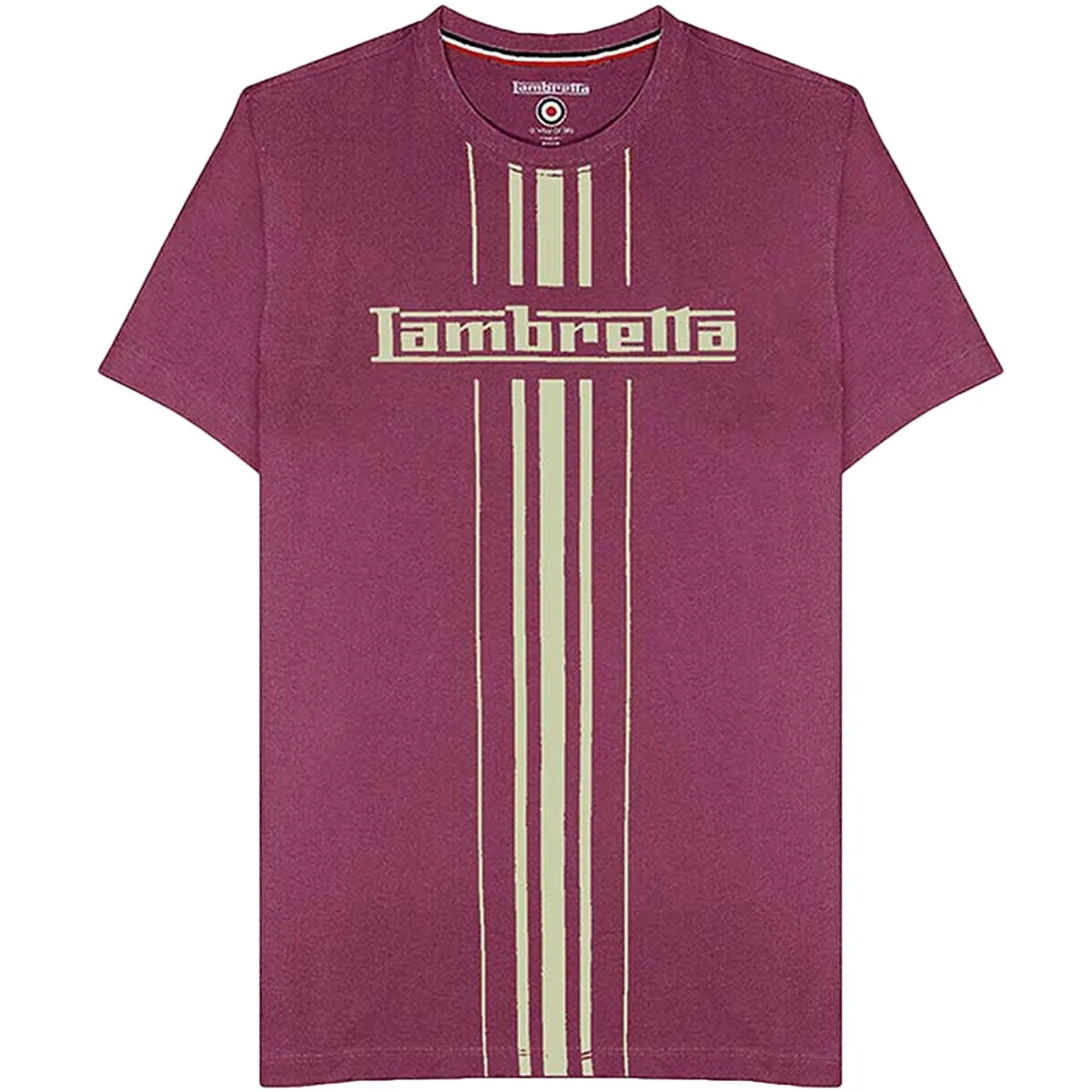 Lambretta Mens Stripe Print Cotton T-Shirt - Grape