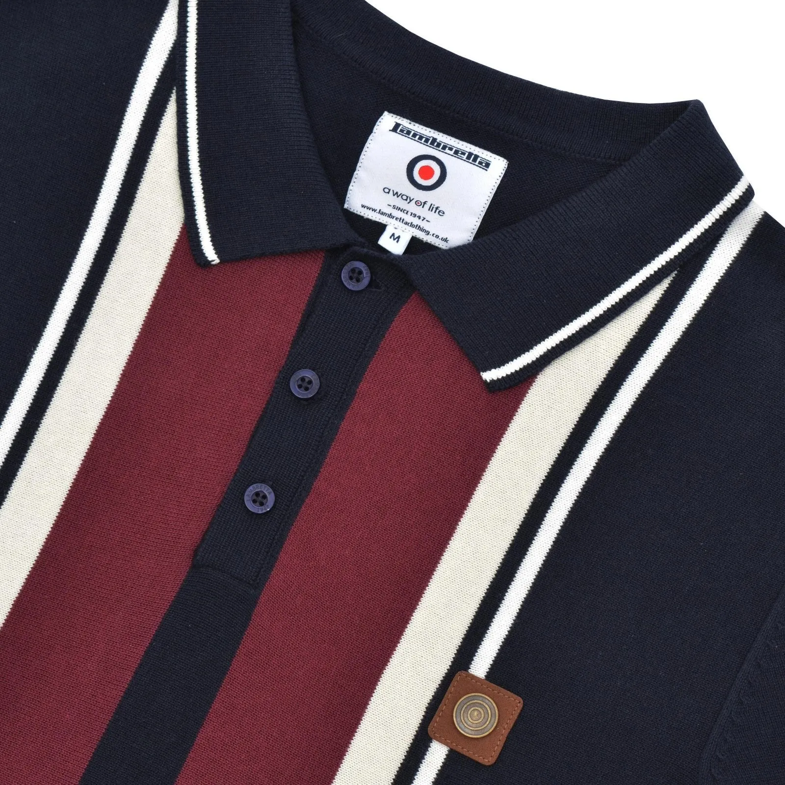 Lambretta Mens Striped Knit Short Sleeve Polo Shirt