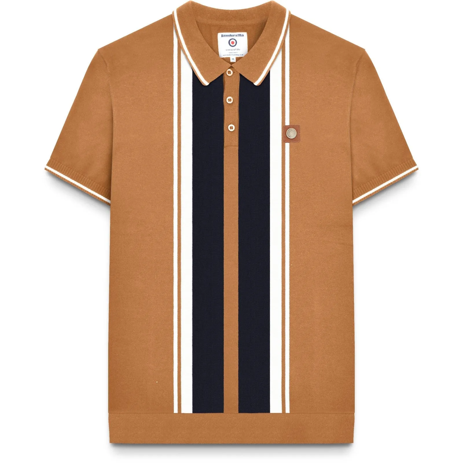 Lambretta Mens Striped Knit Short Sleeve Polo Shirt