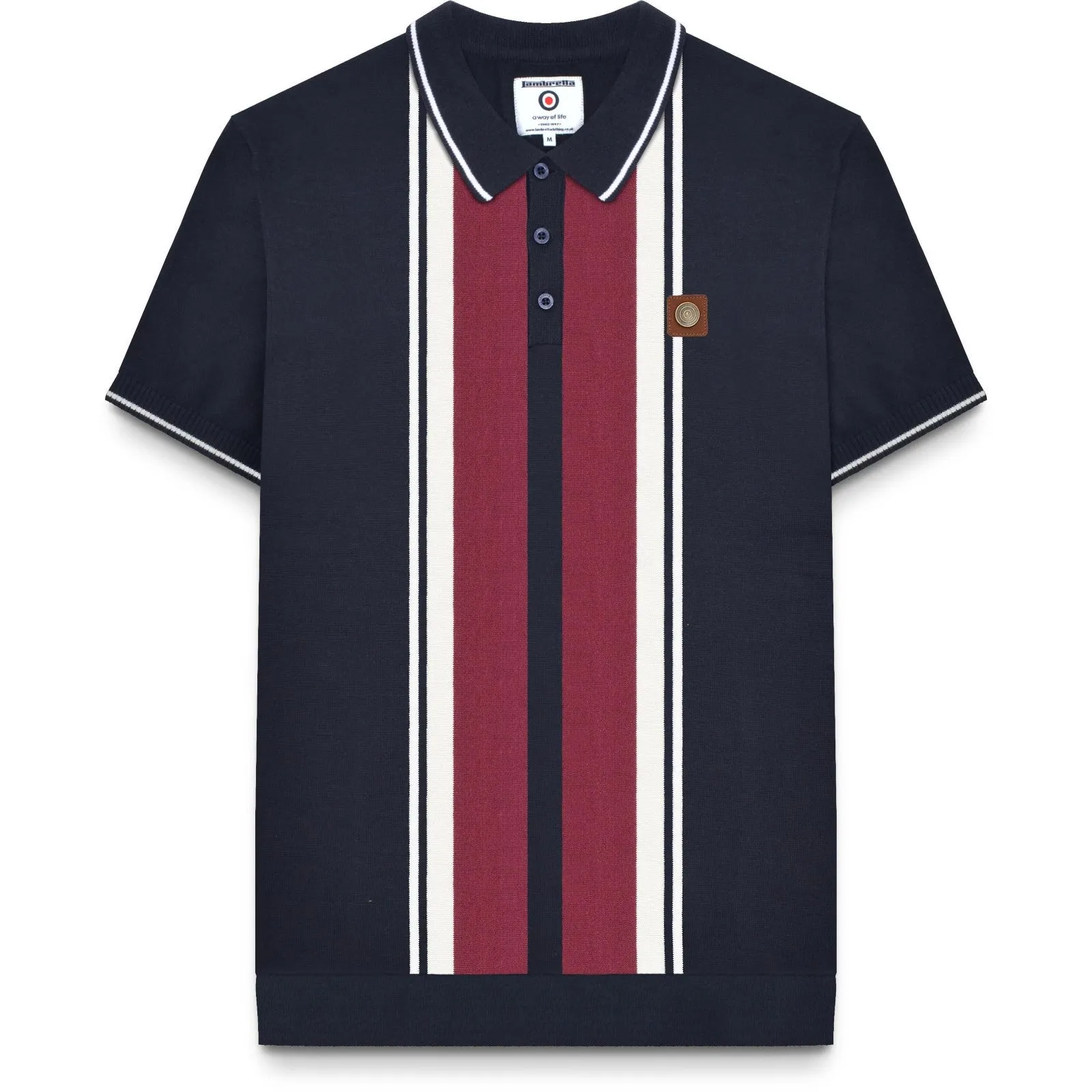 Lambretta Mens Striped Knit Short Sleeve Polo Shirt