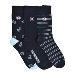 Lambretta Mens Target 3 Pack Crew Socks