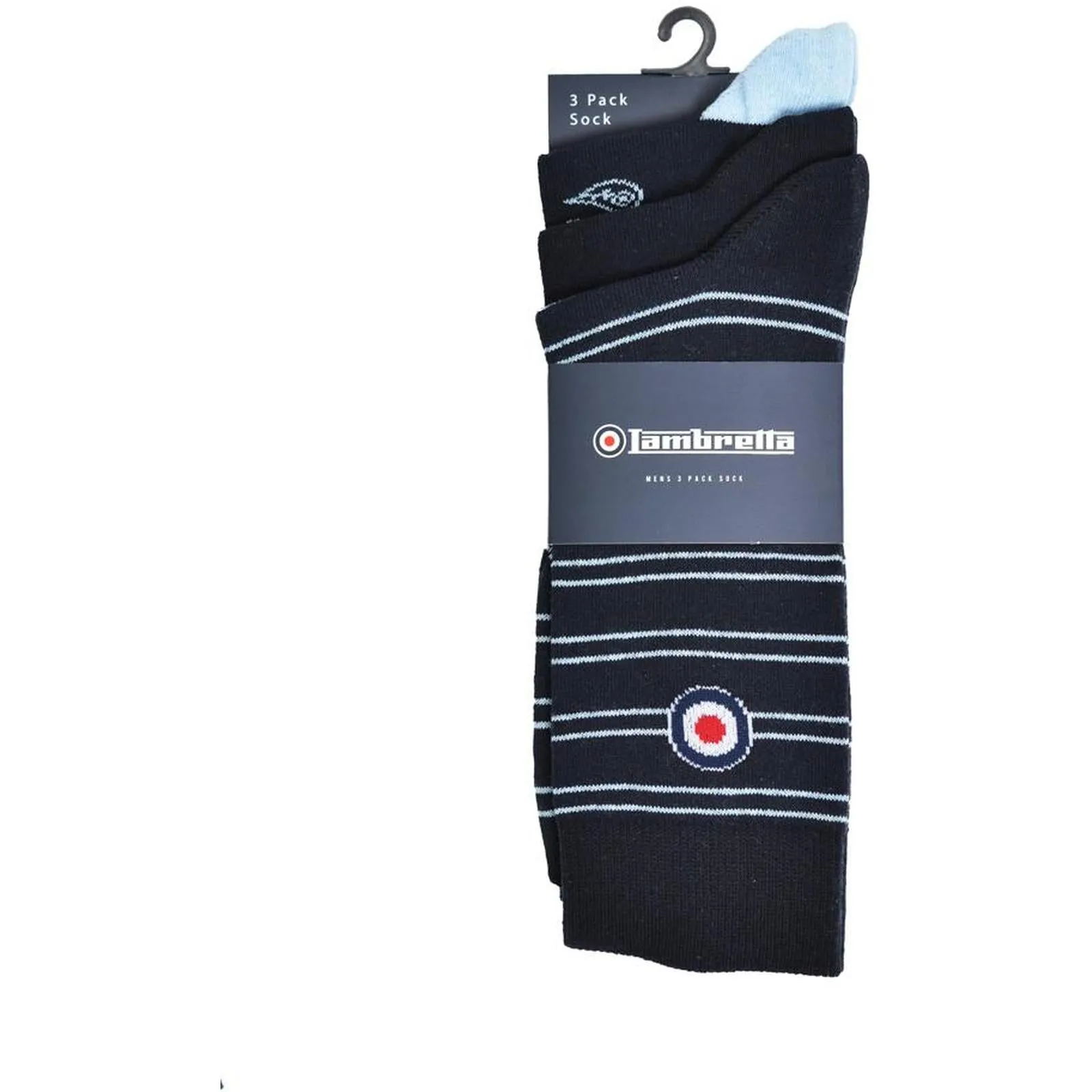 Lambretta Mens Target 3 Pack Crew Socks