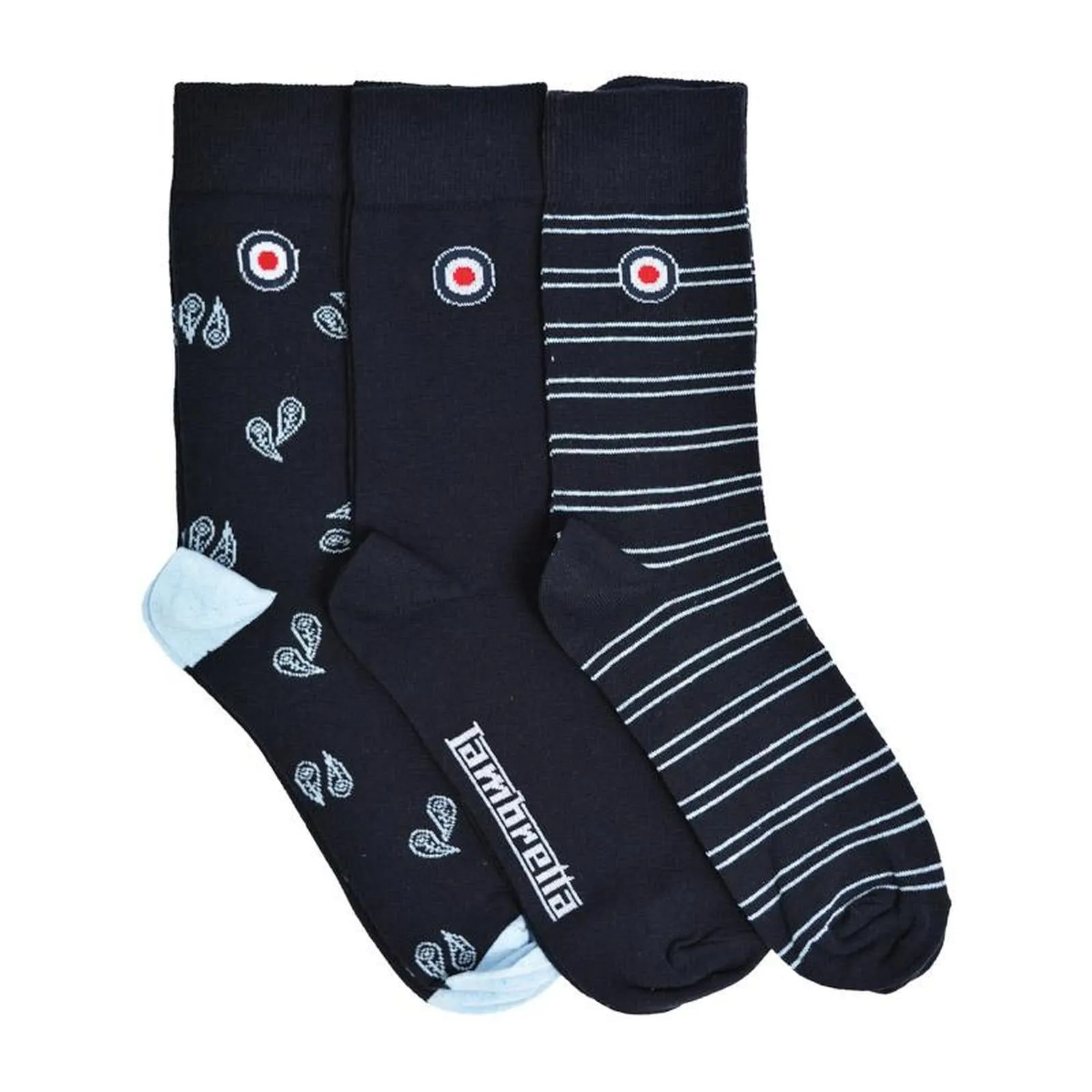 Lambretta Mens Target 3 Pack Crew Socks
