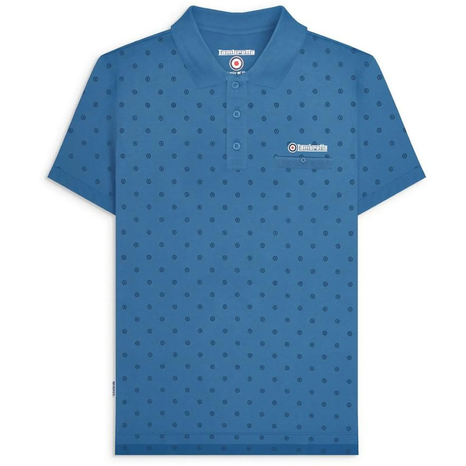 Lambretta Mens Target AOP Premium Short Sleeve Polo Shirt
