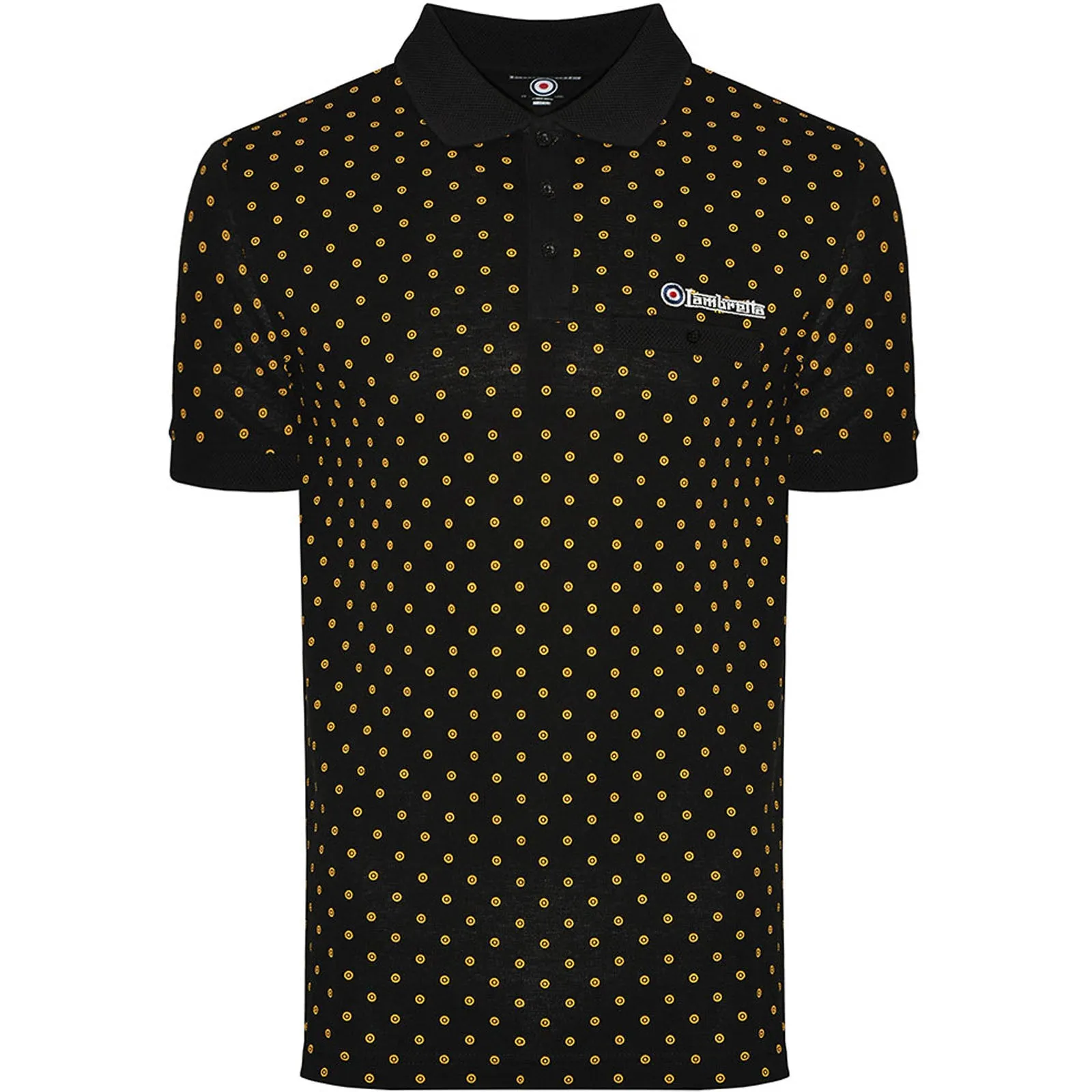 Lambretta Mens Target AOP Premium Short Sleeve Polo Shirt