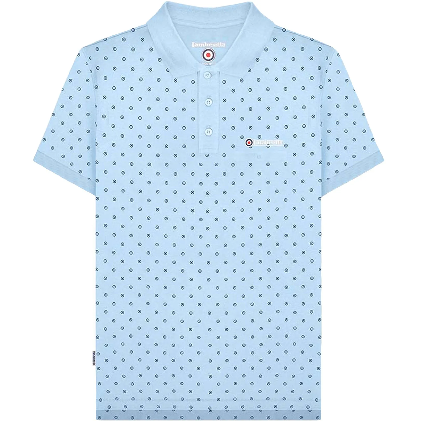 Lambretta Mens Target AOP Premium Short Sleeve Polo Shirt