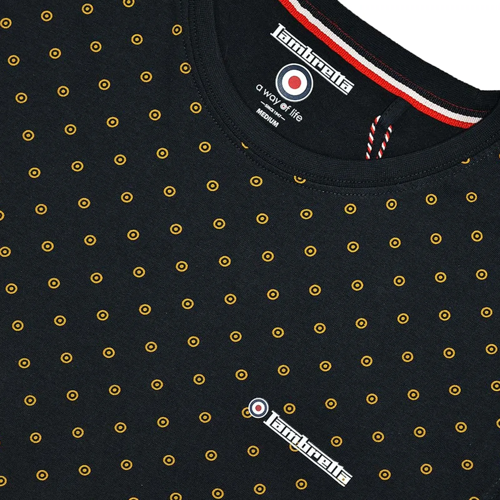 Lambretta Mens Target AOP Retro Crew Neck T-Shirt