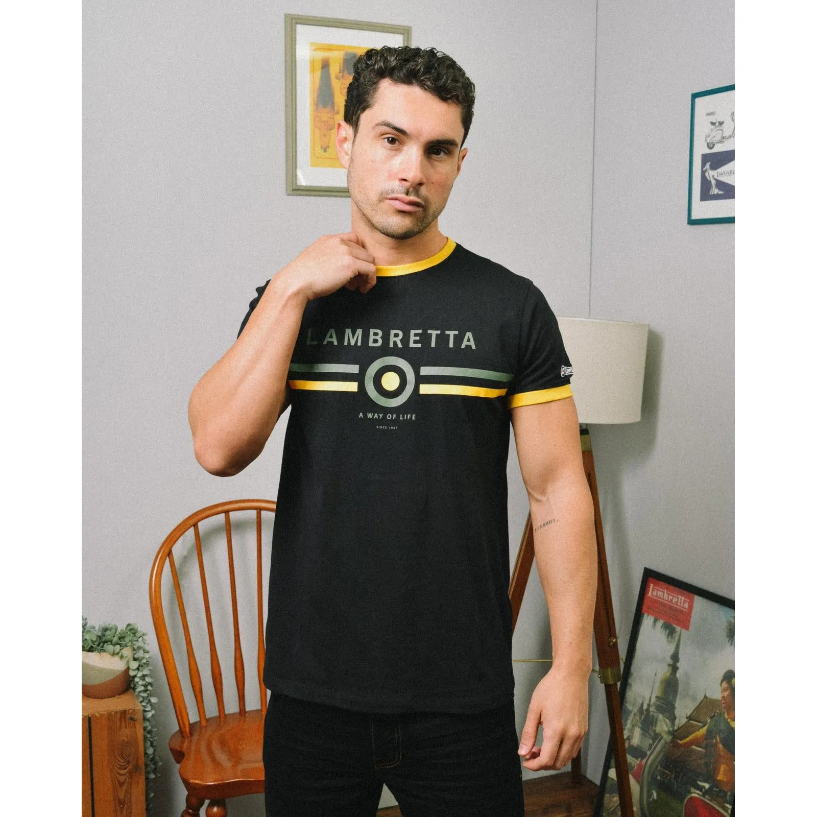 Lambretta Mens Target Ringer Retro T-Shirt