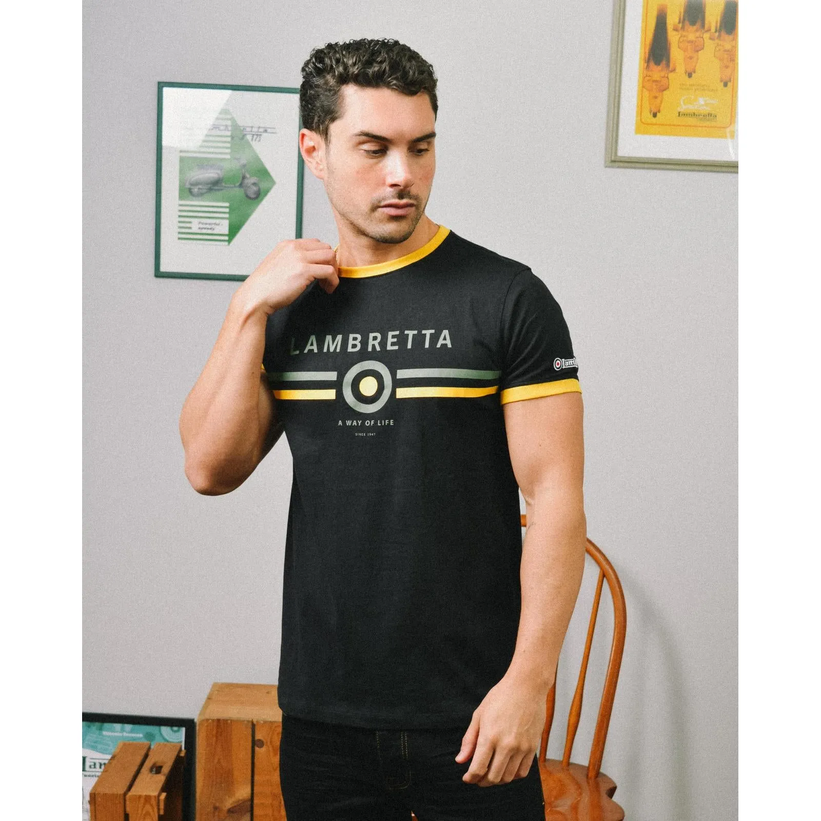 Lambretta Mens Target Ringer Retro T-Shirt