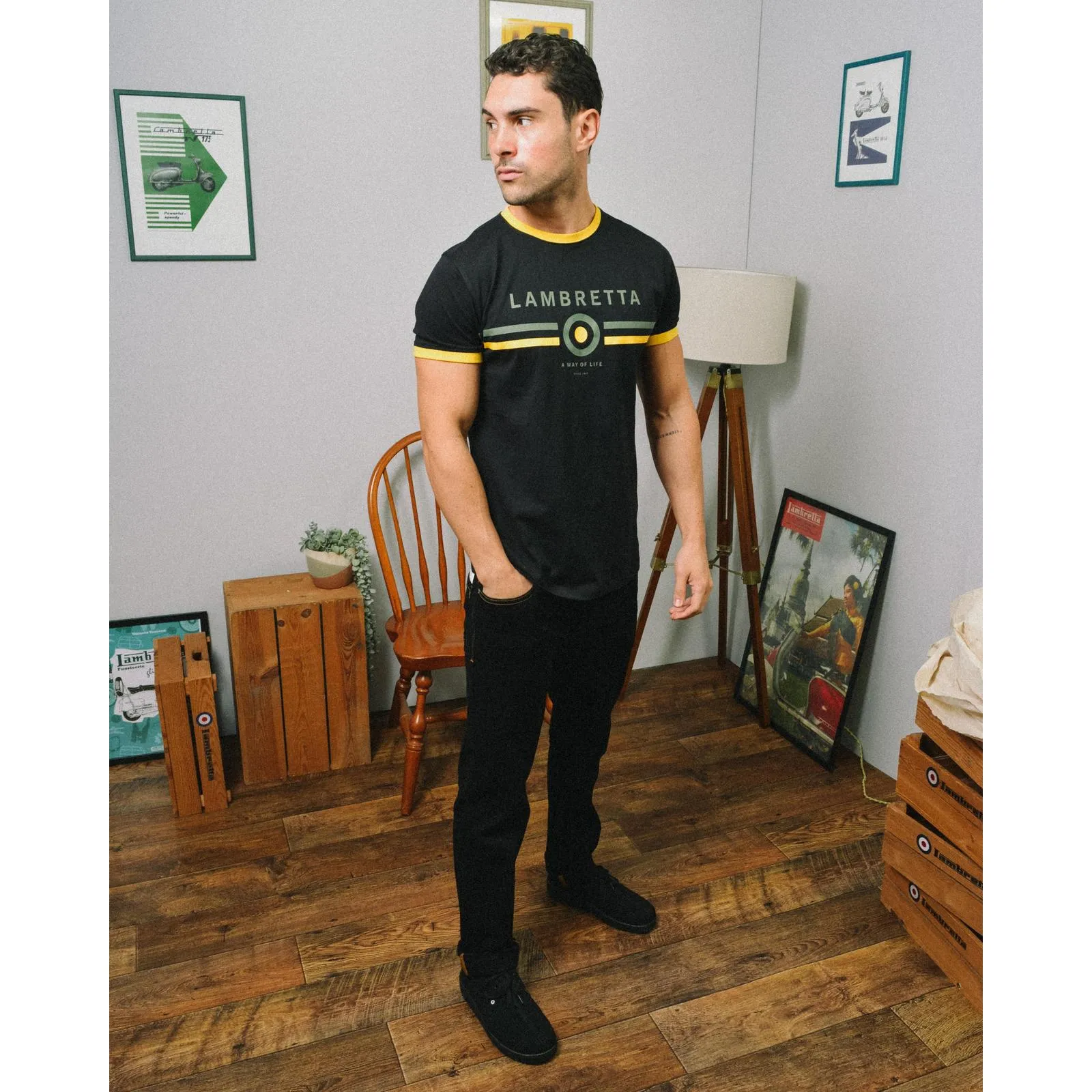 Lambretta Mens Target Ringer Retro T-Shirt